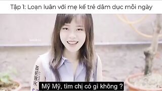 Địt mẹ kế xinh đẹp xong địt luôn cả em gái của mẹ kế