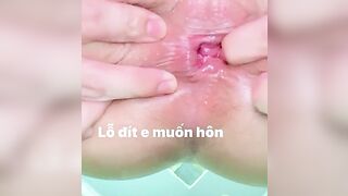 em Nhi Slave luyện tập với ước mơ nhét được con cặc giả siêu dài vào lỗ nhị 2