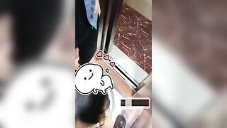 Bé sugar baby bú cu trong thang máy bất ngờ có người vào mà em vẫn bú