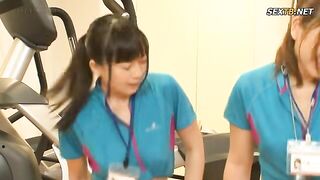 English Subtitle Female Trainers Give Male Clients Boners As They Provide Close gym