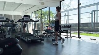 The guy secretly filmed the girl in the gym approached