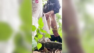 Đụ giữa vườn cây hoà mình vào thiên nhiên