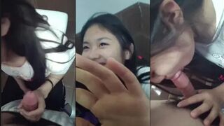 Được cô bạn thân lén lút bú cu trong WC trường học