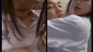 Hai đứa học sinh trốn trong nhà vệ sinh trường đụ nhau