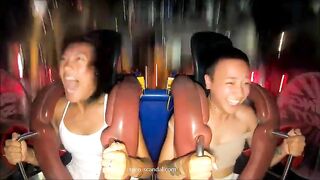 Lộ ngực khi chơi ở công viên giải trí P3