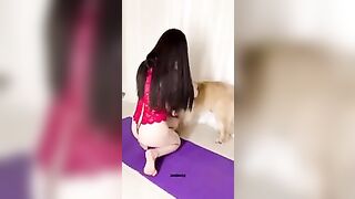 Gái xinh và chó vàng địt nhau