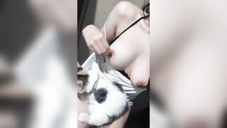 Vãi Teen HS cho mèo Bú Vú Chát Sex, Vú To Mặt Non Thủ dâm
