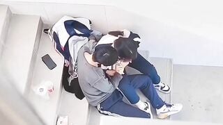 Quay lén 2 em học sinh rủ nhau ra cầu thang nhà trường móc lồn hành sự public