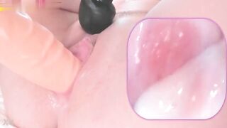 Gắn cam cặc giả thủ dâm xem trong lồn có gì