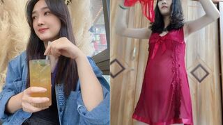 Vợ dâm mặc lọt khe để kích thích bím