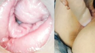 Gắn cam vào toy xem bên trong lồn đầy dâm thủy lên đỉnh