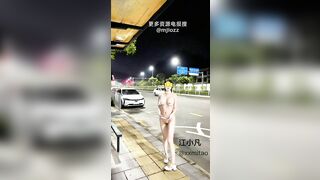 Dâm nữ vú bự thích làm slave nữa đêm kẹp vú ra đường bò show lồn cho mọi người xem