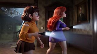 Velma Und Daphne Werden in Haunted Mansion Ghost Mystery Völl