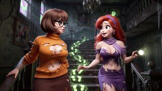 Velma Und Daphne Werden in Haunted Mansion Ghost Mystery Völl