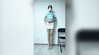 E nhân viên, Ở công ty Mặc quần tất, Ko mặc quần lót Lộ Lồn rậm lông public gửi trai