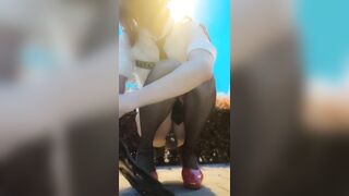 Em ladyboy khóa cu cosplay công cộng